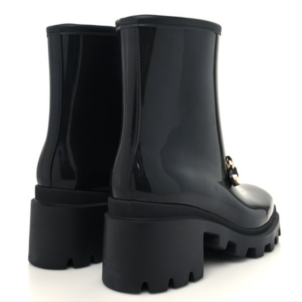 Gucci Rubber Waterproof Horsebit Ankle Boots 39 Black - Picture 14 of 16